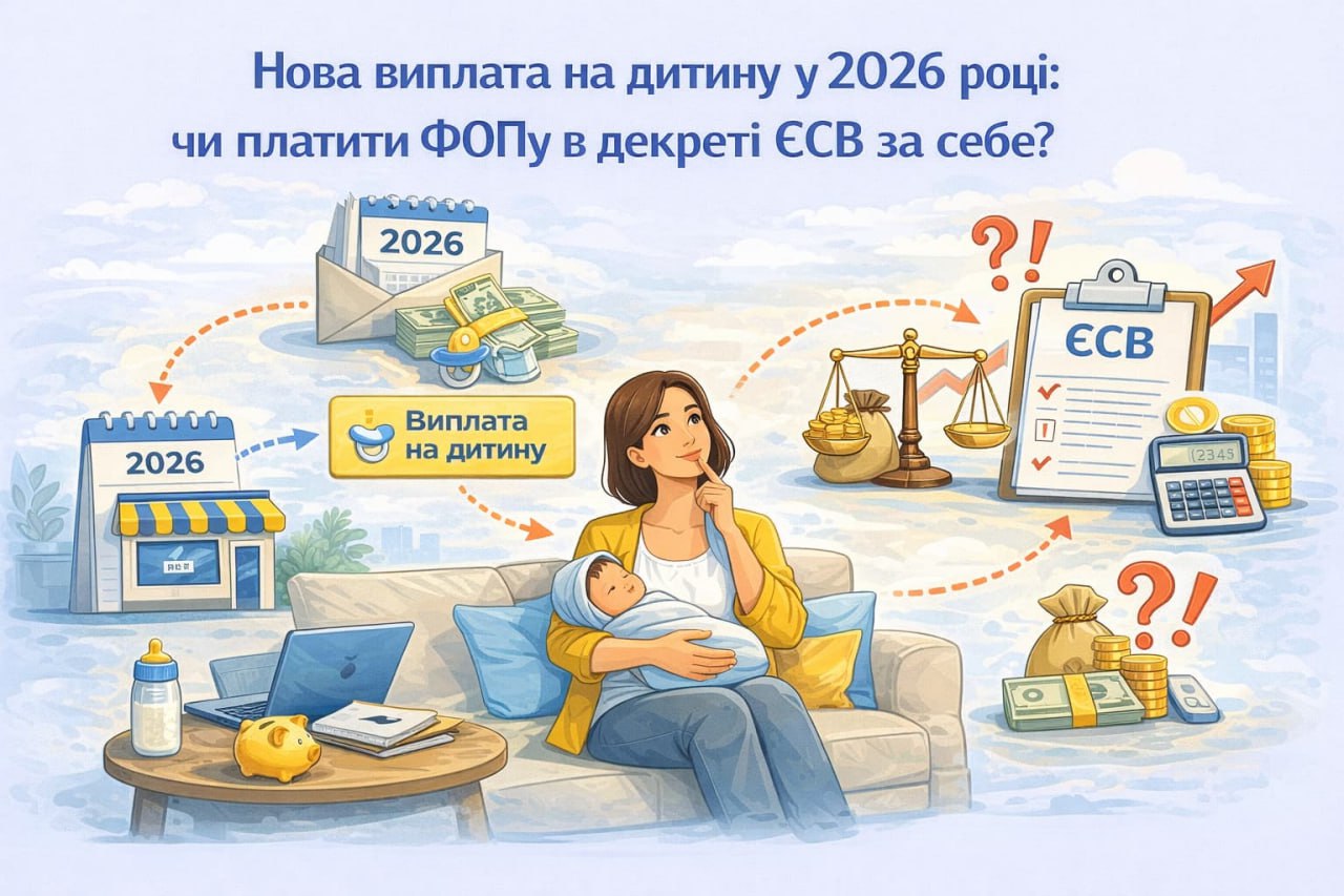 Нова виплата на дитину у 2026 році: чи платити ФОПу в декреті ЄСВ за себе? Нова виплата на дитину у 2026 році: чи платити ФОПу в декреті ЄСВ за себе?
